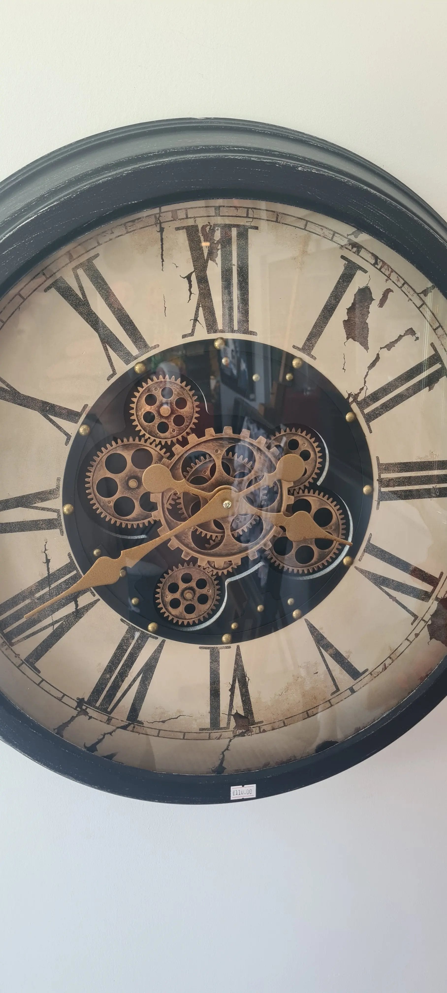 Pendule industrielle engrenage cadran Crème Dia 58 cm ANTIC LINE