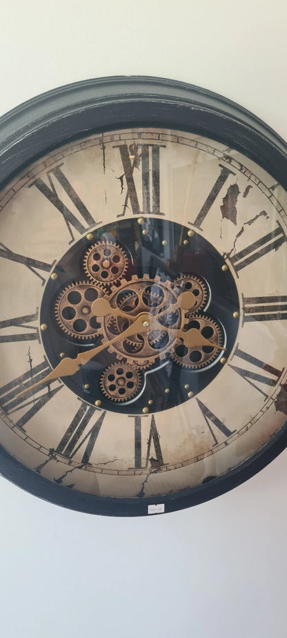 Pendule industrielle engrenage cadran Crème Dia 58 cm ANTIC LINE