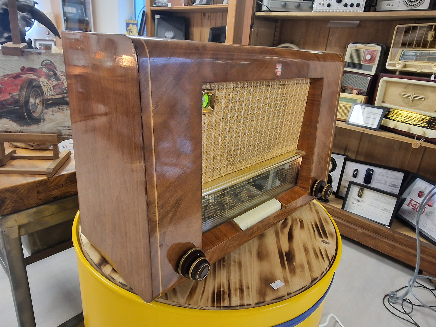 Radio Philips vintage FM fonctionnelle – Enceinte Bluetooth intégrée – Boîtier bois – Radio ancienne restaurée rétro déco