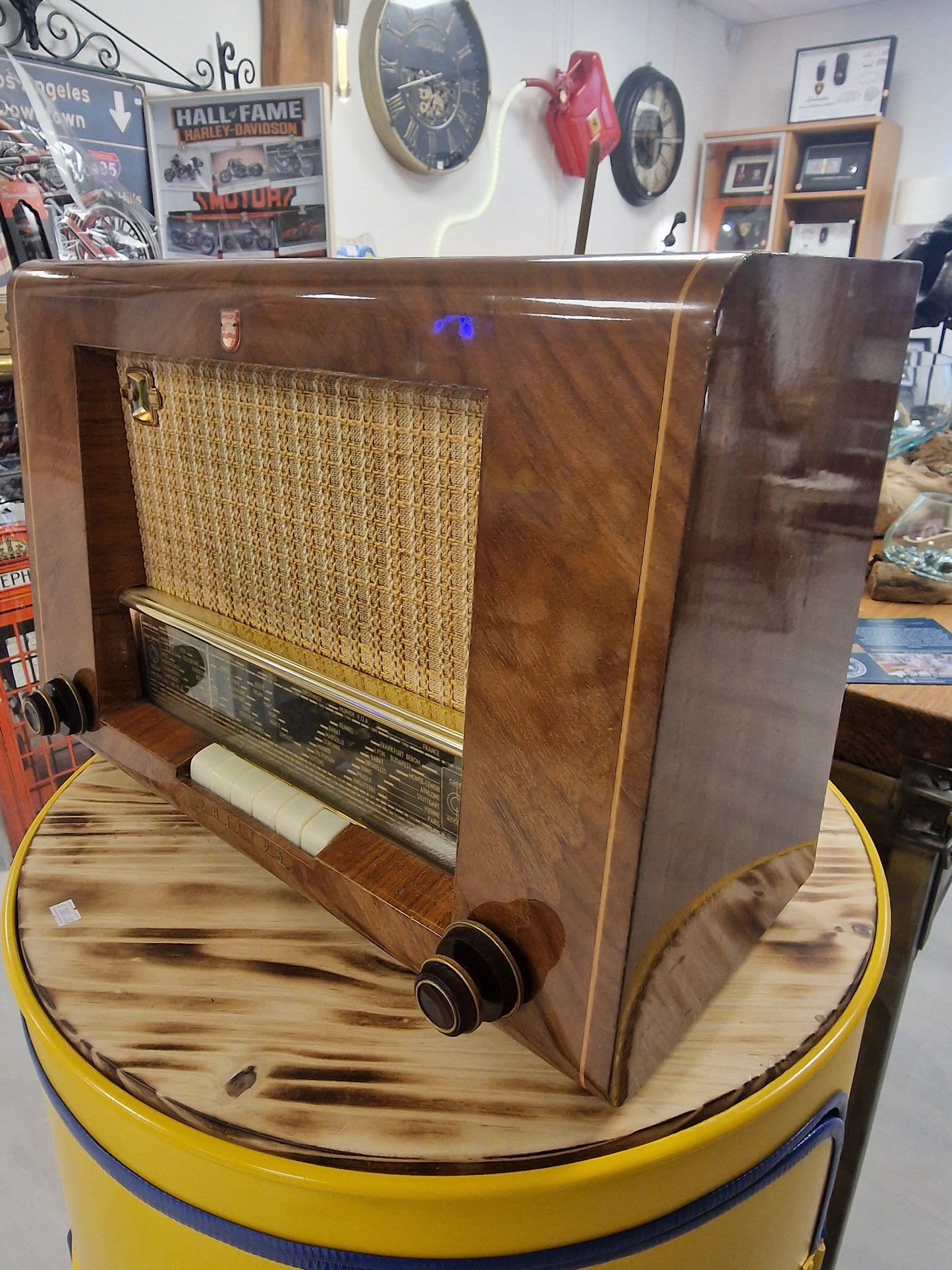 Radio Philips vintage FM fonctionnelle – Enceinte Bluetooth intégrée – Boîtier bois – Radio ancienne restaurée rétro déco