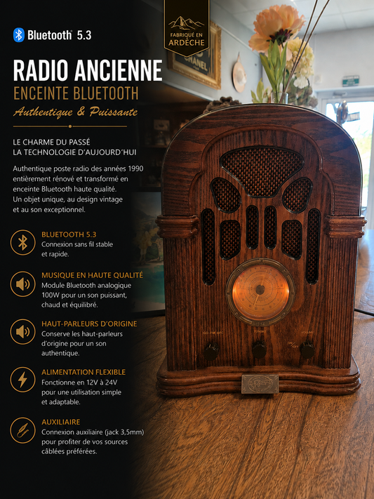 Radio vintage Spirit of St. Louis années 1990 – Enceinte Bluetooth 5.3 – Auxiliaire – Création VINTAGEDISON