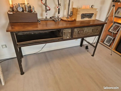 Table Industrielle avec 3 Tiroirs Amovibles – Design Modulable et Authentique Vintagedison