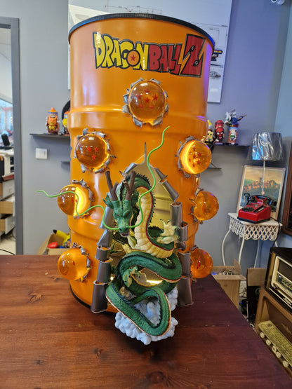 Table d'appoint Dragon Ball Z Shenron – Bidon 60L fait main avec 7 Boules de Cristal