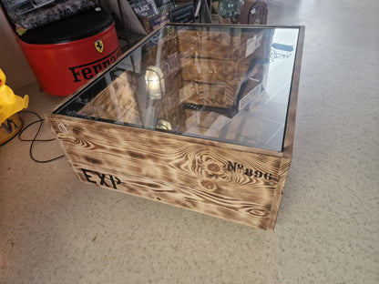 Table basse industrielle effet miroir infini – Pièce unique artisanale