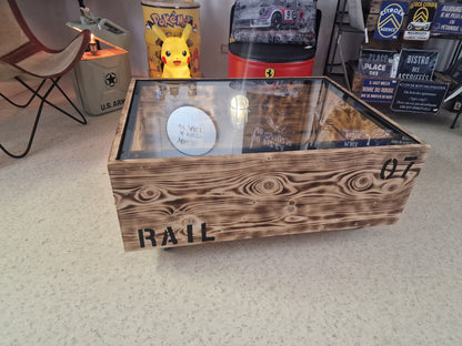 Table basse industrielle effet miroir infini – Pièce unique artisanale