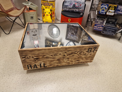 Table basse industrielle effet miroir infini – Pièce unique artisanale