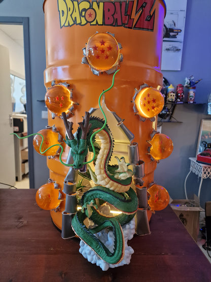 Table d'appoint Dragon Ball Z Shenron – Bidon 60L fait main avec 7 Boules de Cristal