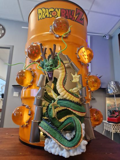Table d'appoint Dragon Ball Z Shenron – Bidon 60L fait main avec 7 Boules de Cristal