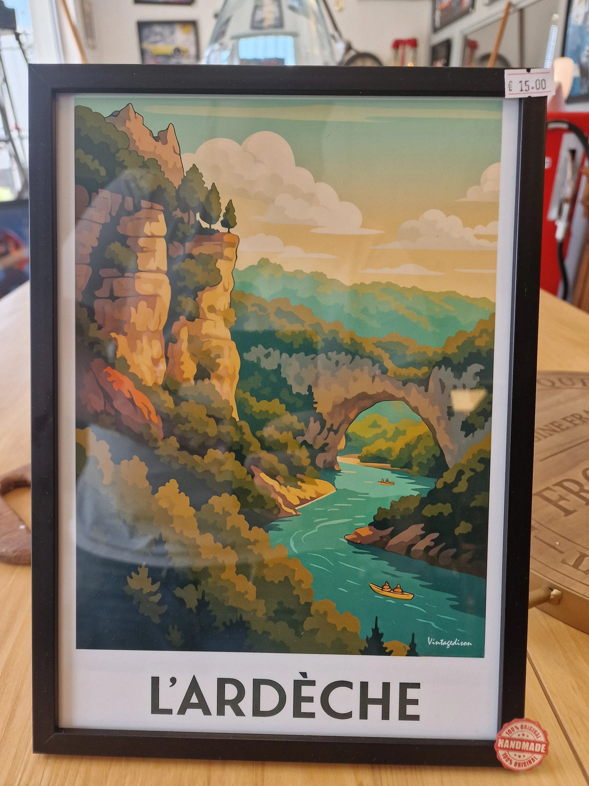 affiche rétro Ardèche, cadre Ardèche affiche ville de france, souvenir Ardèche Vintagedison