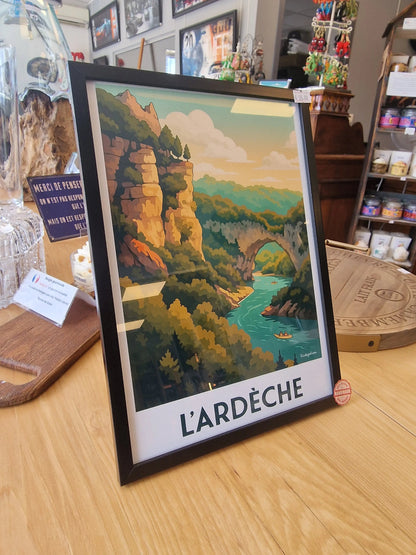 affiche rétro Ardèche, cadre Ardèche affiche ville de france, souvenir Ardèche Vintagedison