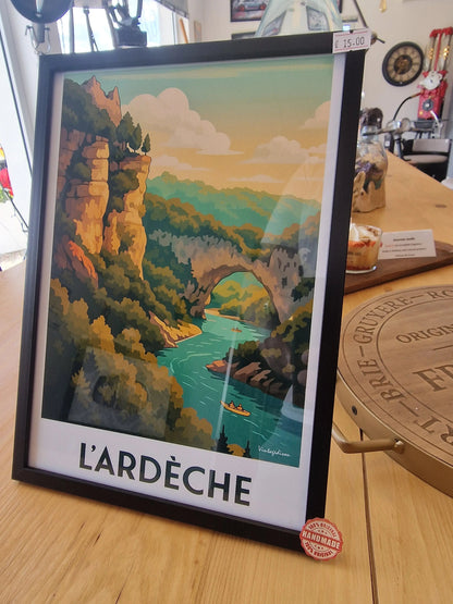 affiche rétro Ardèche, cadre Ardèche affiche ville de france, souvenir Ardèche Vintagedison