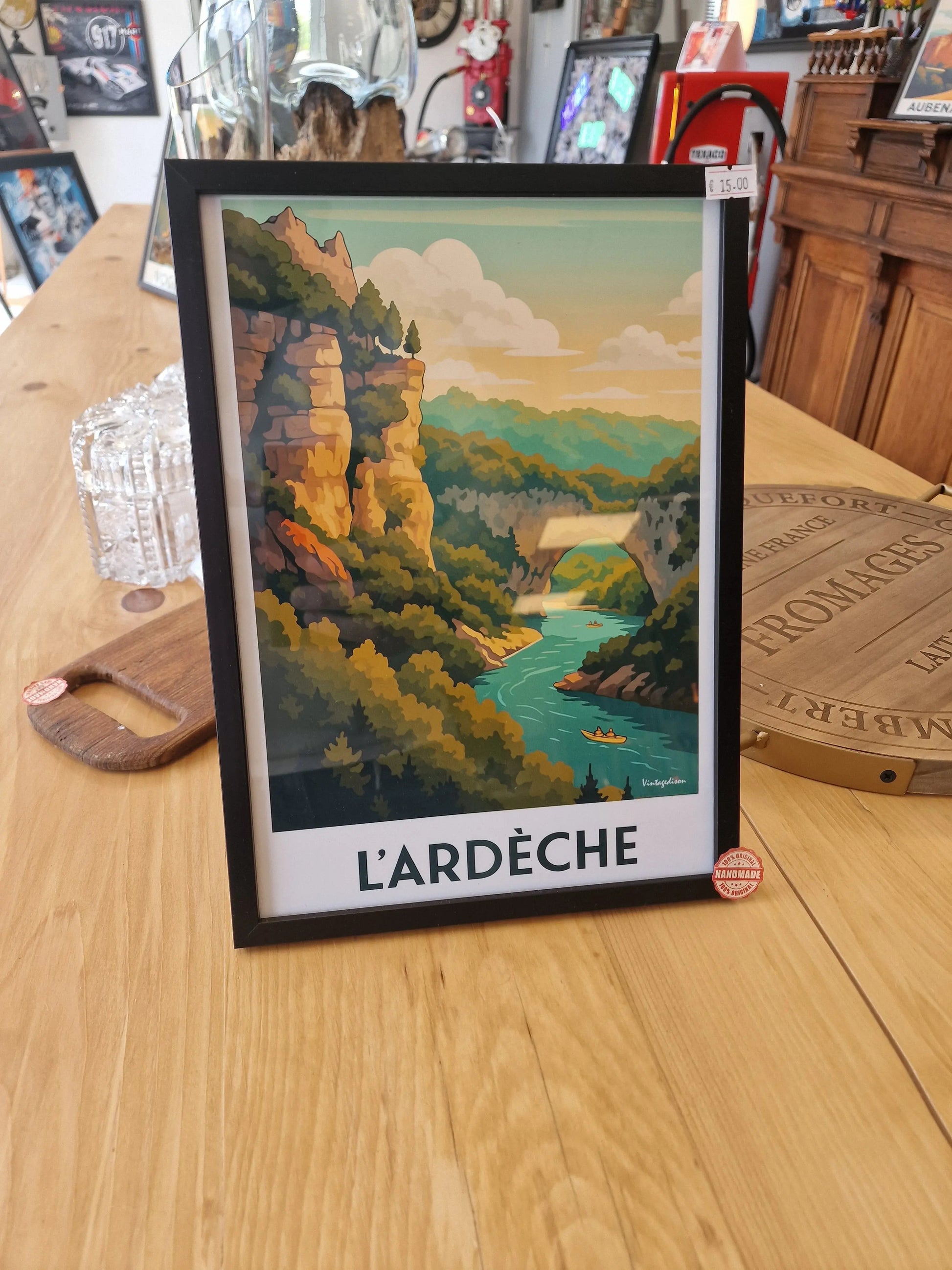 affiche rétro Ardèche, cadre Ardèche affiche ville de france, souvenir Ardèche Vintagedison