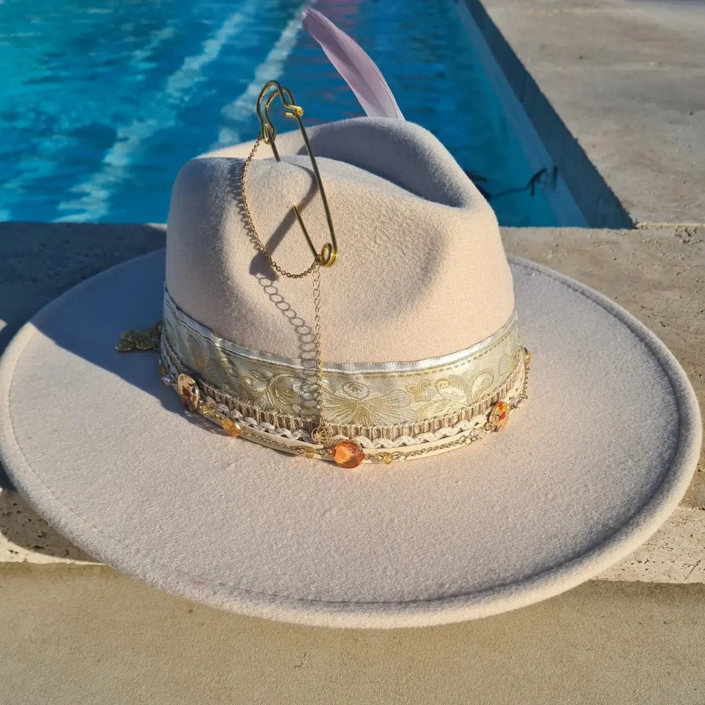 chapeau fédora beige nœud papillon Etsy
