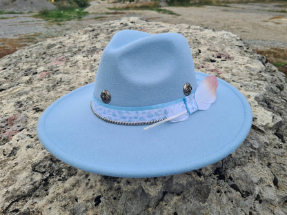 chapeau fedora bleu ciel custom Etsy