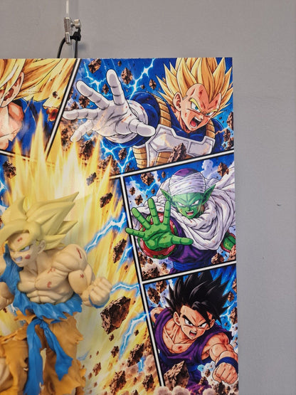 Tableau Dragon Ball Goku Super Saiyan avec figurine en relief, 30 × 40 cm, vue 8 – VINTAGEDISON