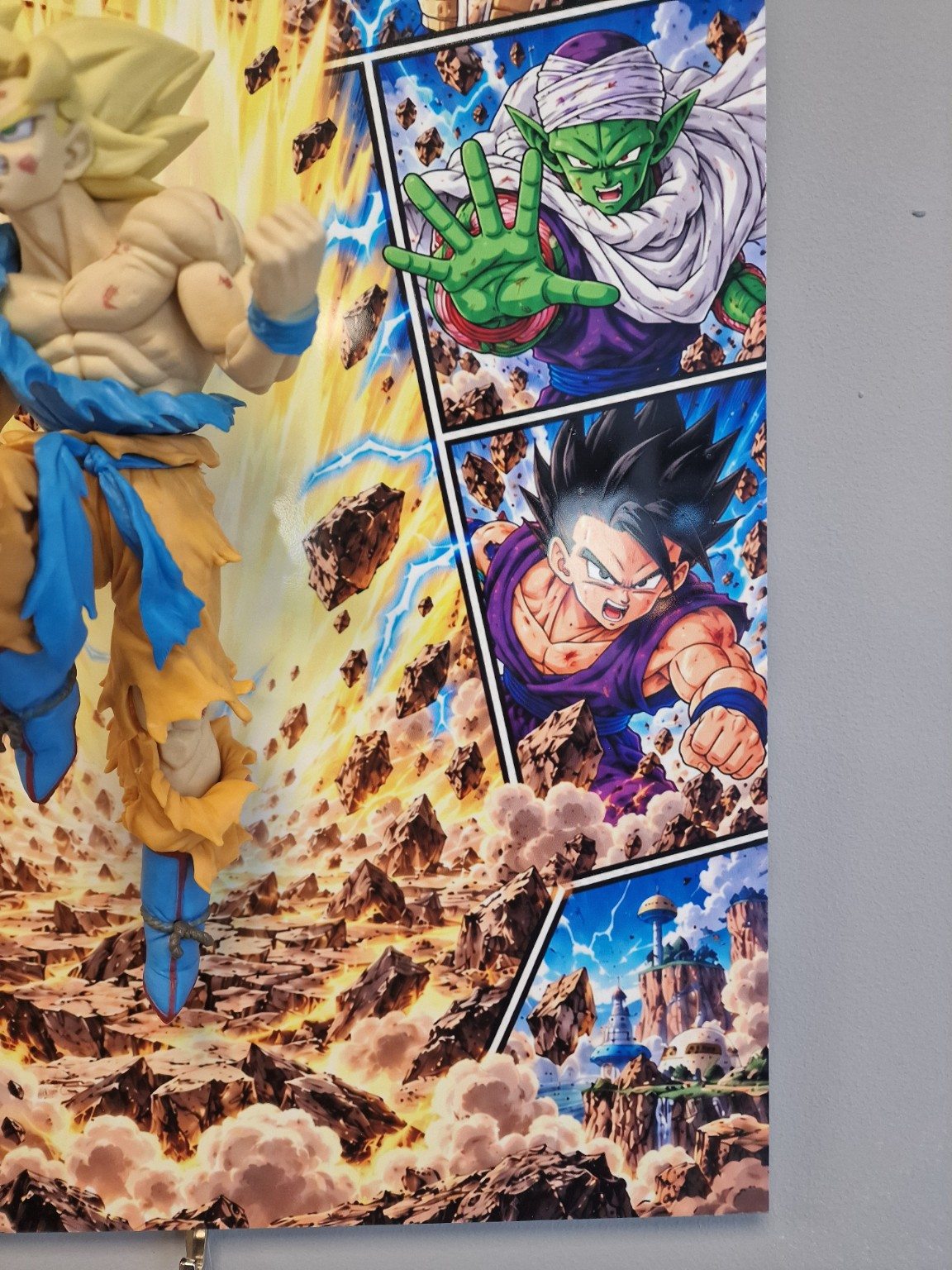 Tableau Dragon Ball Goku Super Saiyan avec figurine en relief, 30 × 40 cm, vue 9 – VINTAGEDISON