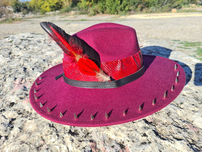 chapeau fedora rouge unisexe