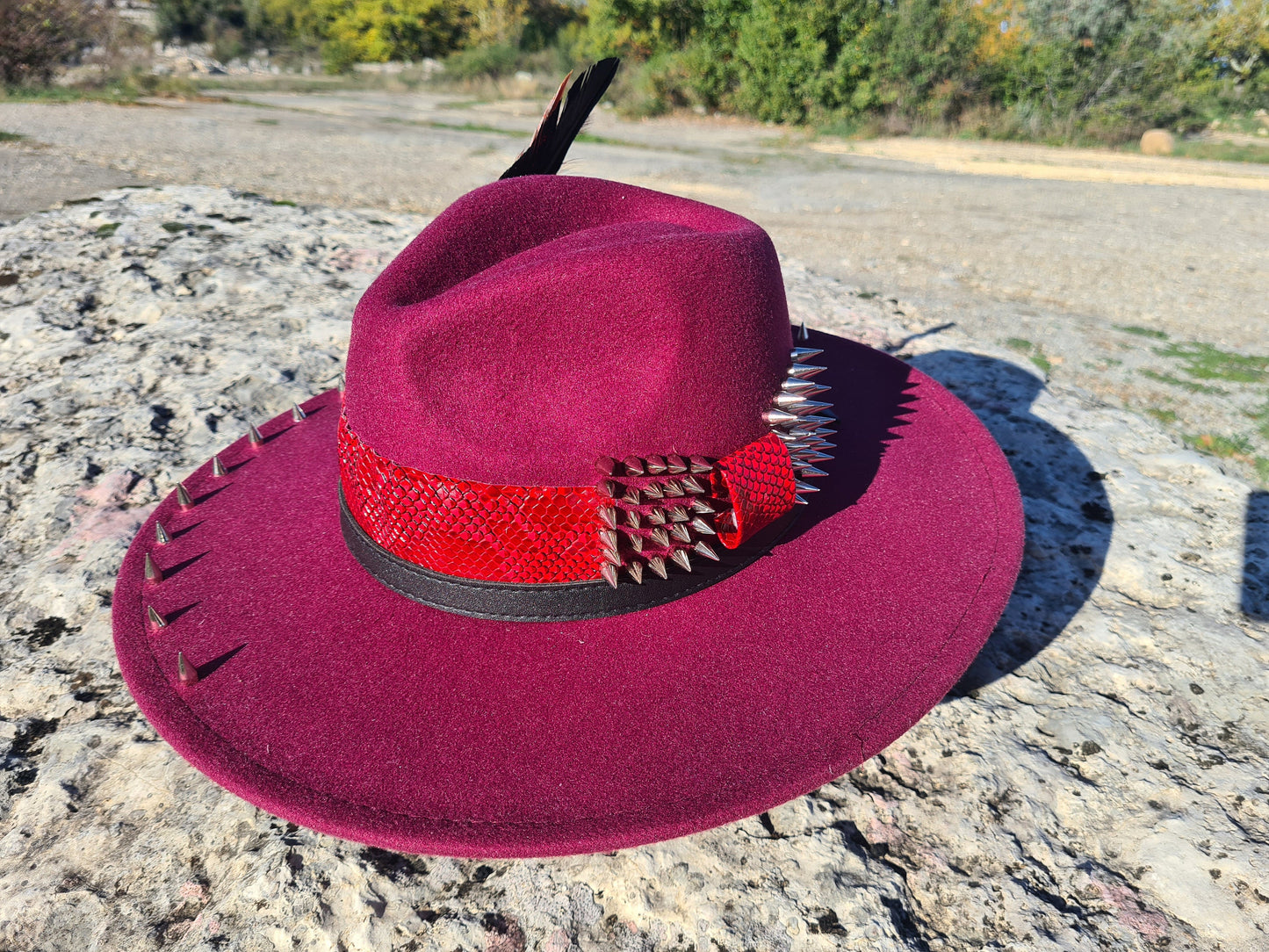 chapeau fedora rouge unisexe