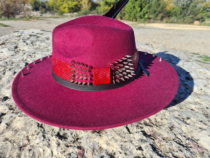 chapeau fedora rouge unisexe