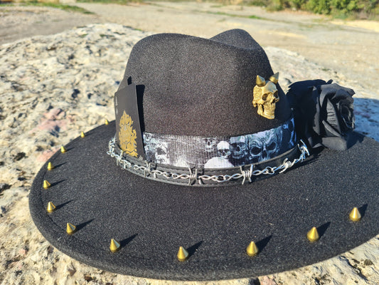 chapeau fedora noir unisexe rock