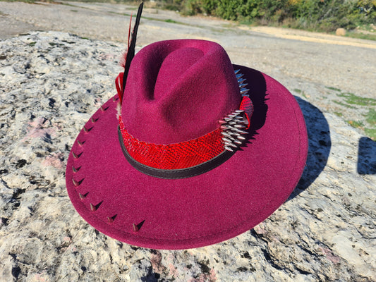 chapeau fedora rouge unisexe