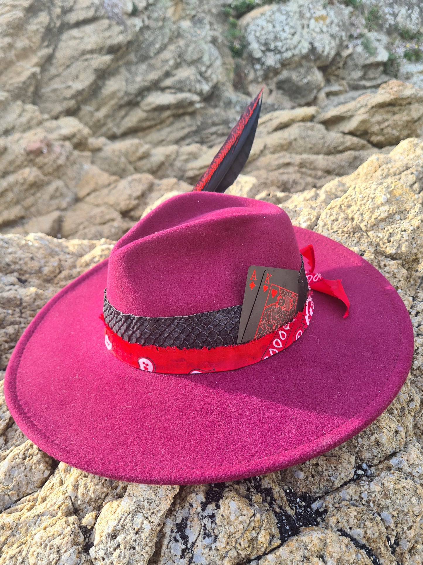 chapeau fedora rouge unisexe