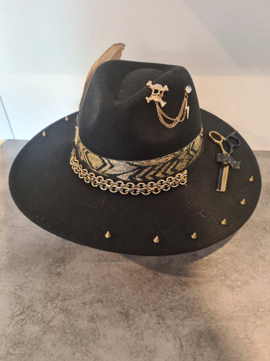 Chapeau fedora noir unisexe barber shop