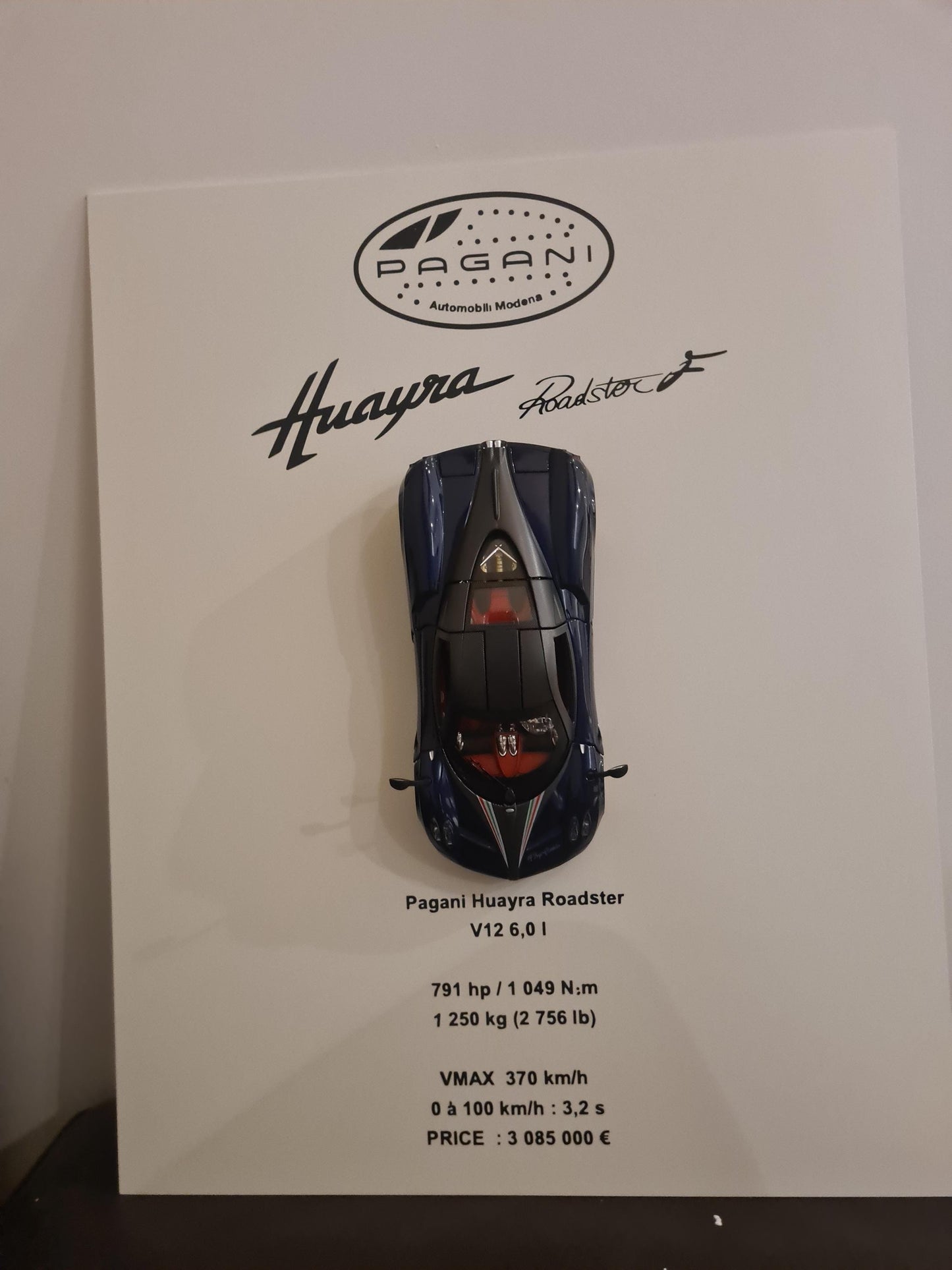 plaque metal murale pagani huayra