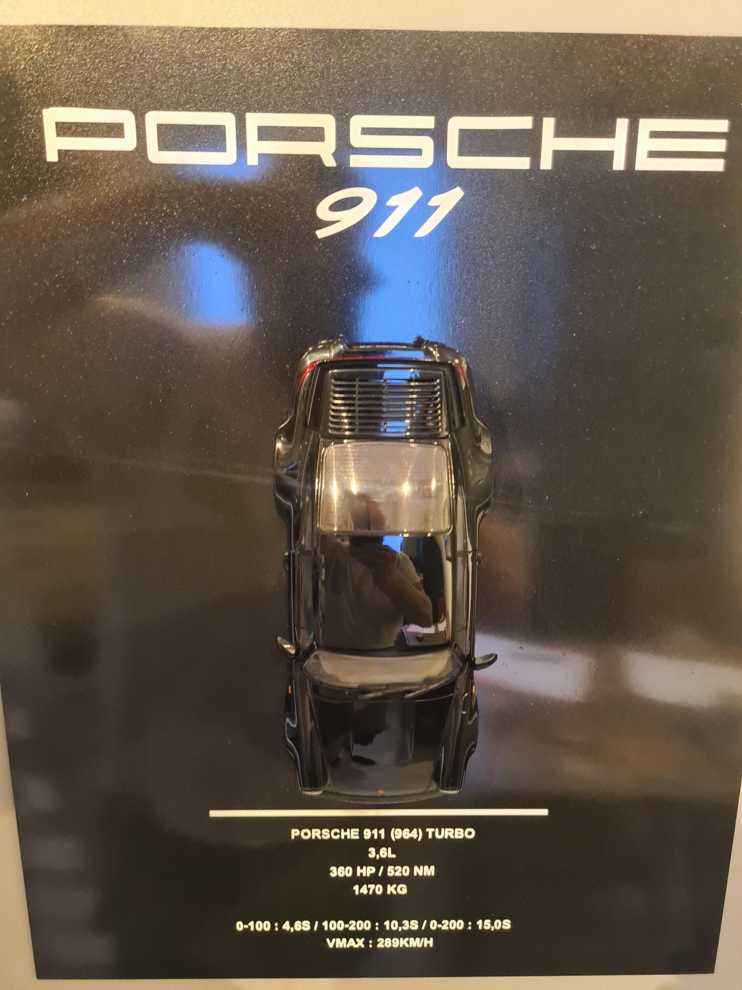 plaque metal murale porsche 911 (964)