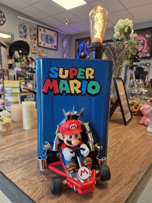 Lampe Super Mario Kart 3D en bidon métallique bleu de 10 litres, création VINTAGEDISON