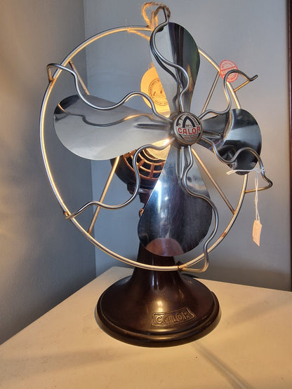 Lampe ancien ventilateur Calor – création vintage artisanale upcyclée Vintagedison