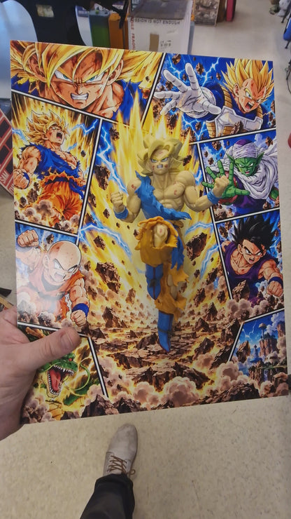Tableau Dragon Ball Z – Goku Super Saiyan 3D | Décoration manga 30 × 40 cm