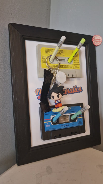 Cadre porte-clés rétro années 80 – “My Generation” avec 2 cassettes audio et crayon