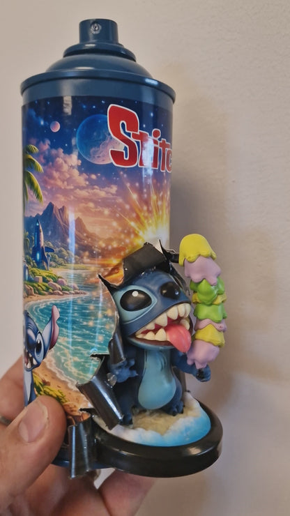 Bombe de peinture custom lilo et stitch ice cream – Figurine stitch pop culture artisanale
