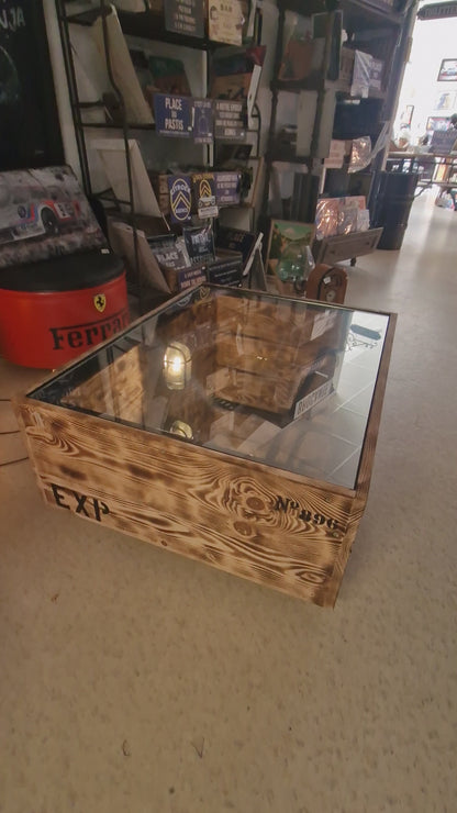 Table basse industrielle effet miroir infini – Pièce unique artisanale