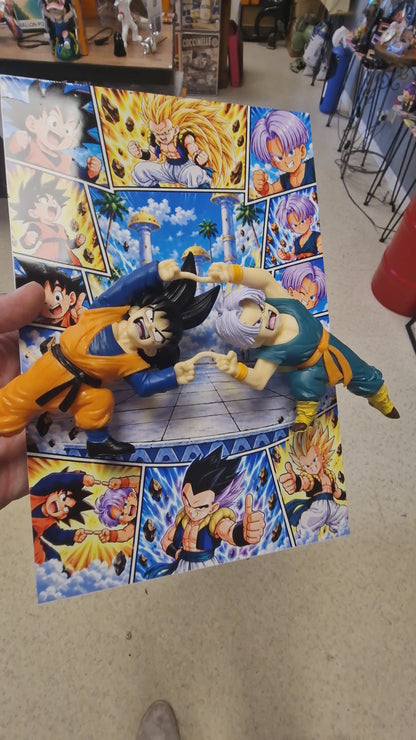 Tableau Dragon Ball Goten et Trunks Fusion 3D – Décoration Manga 20 × 30 cm