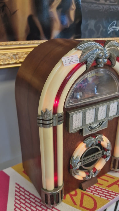 Ancienne Radio Style Jukebox – Enceinte Bluetooth Compacte avec Rétroéclairage & Batterie Rechargeable (Ardèche