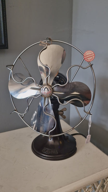 Lampe ancien ventilateur Calor – création vintage artisanale upcyclée