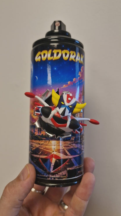 Bombe de peinture Goldorak customisée – Figurine 3D effet explosion – Déco Manga & Pop Culture