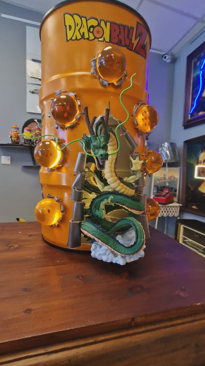 Table d'appoint Dragon Ball Z Shenron – Bidon 60L fait main avec 7 Boules de Cristal