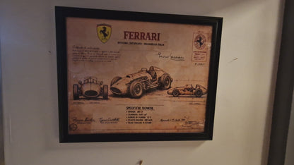 Cadre Ferrari 40x50 cm – Illustration technique vintage sous verre avec moulures