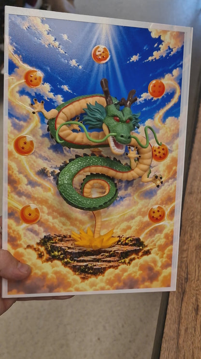 Tableau Manga Dragon Ball – Shenron 3D et les 7 Boules de Cristal | Décoration Geek 20 × 30 cm