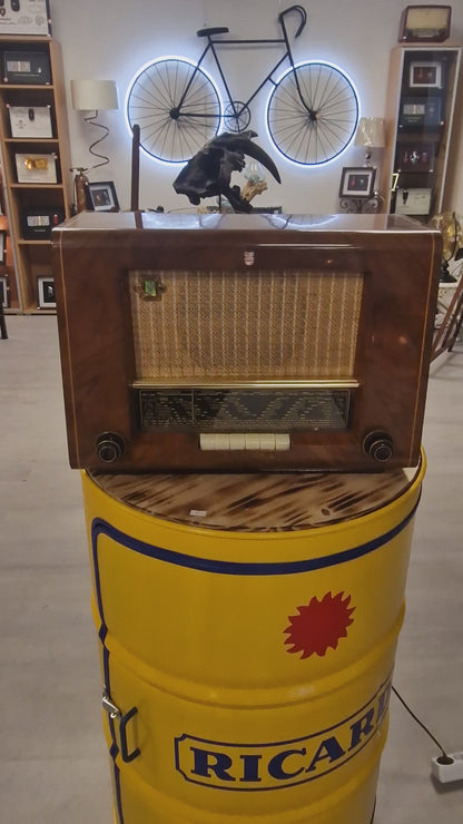 Radio Philips vintage FM fonctionnelle – Enceinte Bluetooth intégrée – Boîtier bois – Radio ancienne restaurée rétro déco