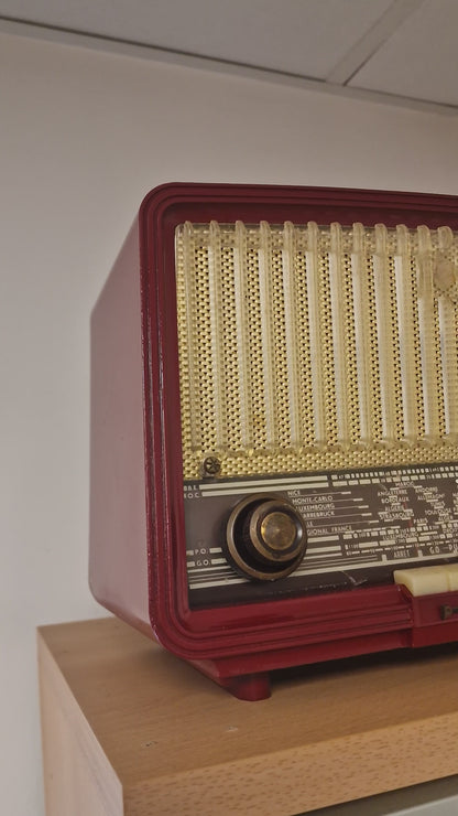 Enceinte Bluetooth Vintage Philips Rouge – Rénovée, Authentique ancienne radio