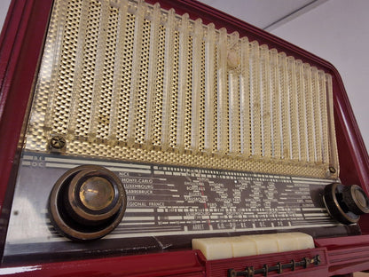 Enceinte Bluetooth Vintage Philips Rouge – Rénovée, Authentique ancienne radio