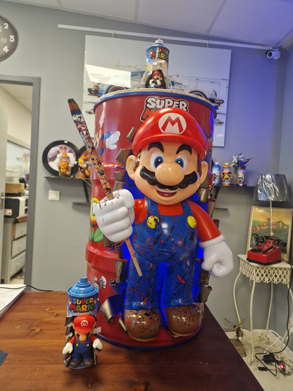 Table d’appoint super mario – Bidon métal custom 60L transformé en meuble design geek