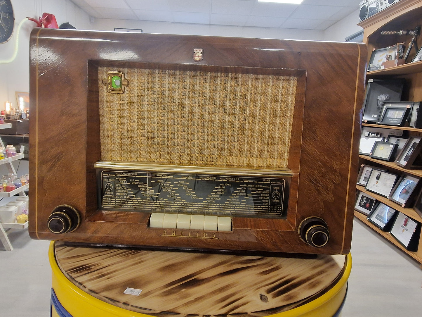 Radio Philips vintage FM fonctionnelle – Enceinte Bluetooth intégrée – Boîtier bois – Radio ancienne restaurée rétro déco