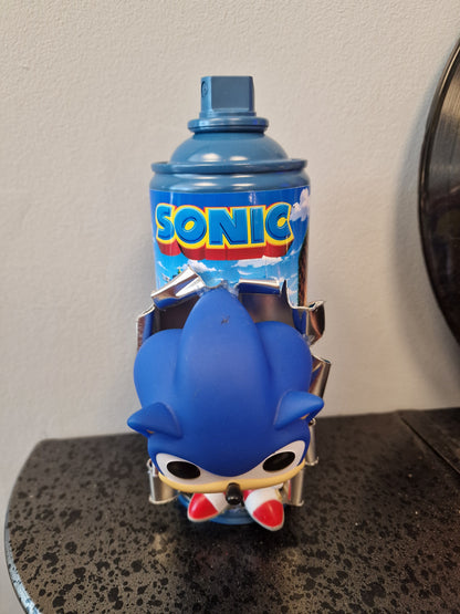 Bombe de peinture customisée Sonic – Figurine 3D effet explosion – Décoration gaming rétro SEGA
