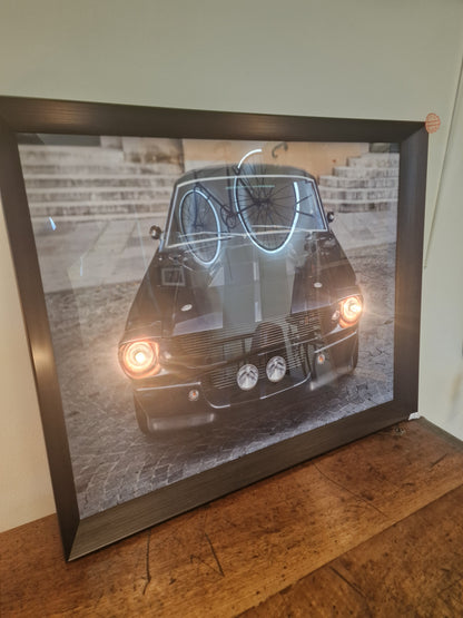 Cadre lumineux Mustang Shelby GT500 40×50 – Création artisanale avec phares éclairés