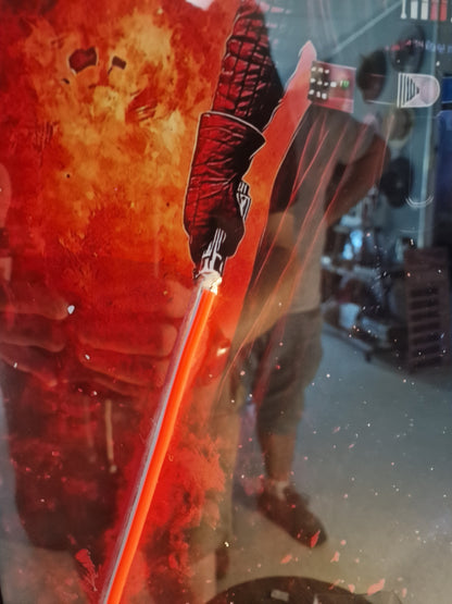 Cadre Lumineux Dark Vador™ 40x50 cm – Sabres LED Rouge & Bleu – Décoration Murale Inspirée Star Wars